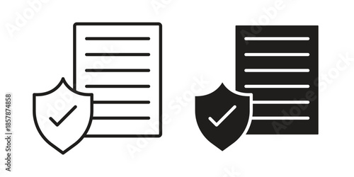 Contract coverage icons. silhouette icon vector flat illustration on white background. line art icons