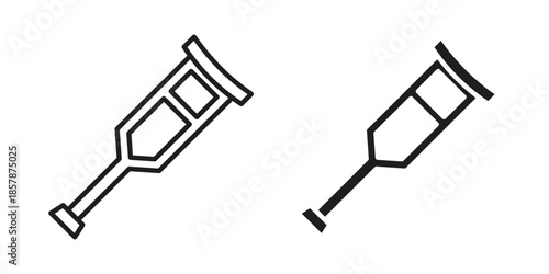 Crutch icons. silhouette icon vector flat illustration on white background. line art icons