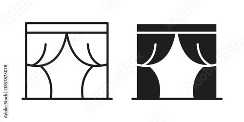 Curtains icons. silhouette icon vector flat illustration on white background. line art icons