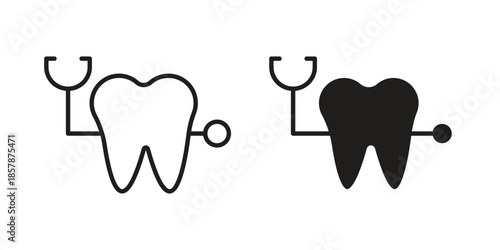 Dental care icons. silhouette icon vector flat illustration on white background. line art icons
