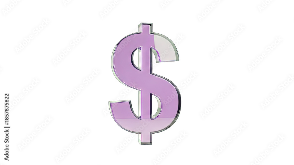 Fototapeta premium Purple Dollar Sign Isolated on White Background