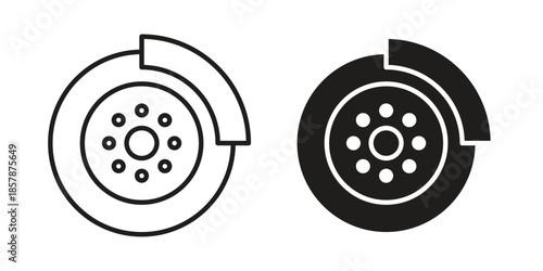 Disk brake icons. silhouette icon vector flat illustration on white background. line art icons