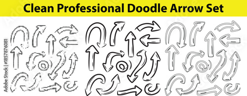 Doodle arrow set for design and direction indication