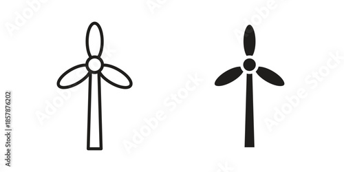 Eolic energy icons. silhouette icon vector flat illustration on white background. line art icons