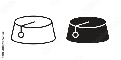Fez hat icons. silhouette icon vector flat illustration on white background. line art icons