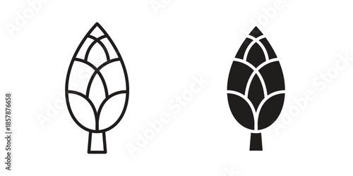 Fir cone icons. silhouette icon vector flat illustration on white background. line art icons