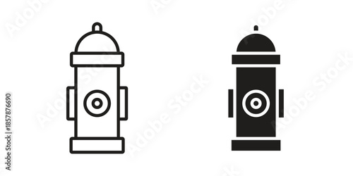 Fire hydrant icons. silhouette icon vector flat illustration on white background. line art icons