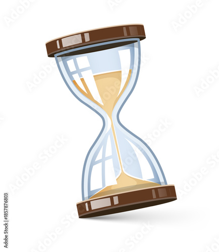 Retro sandglass sand clock timer. Time measuring device hourglass tool object. Vector Illustration Isolated on white background.