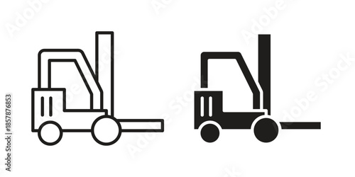 Forklift icons. silhouette icon vector flat illustration on white background. line art icons