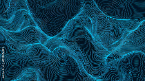 Abstract wavy linear background featuring outline-style random chaotic lines, creating a creative and quirky vector illustration with flowing wave patterns.