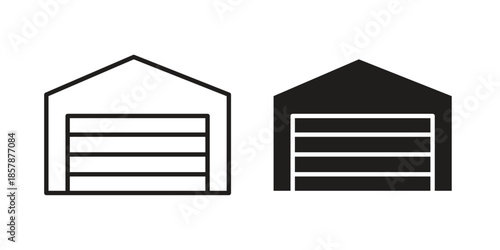 Garage icons. silhouette icon vector flat illustration on white background. line art icons