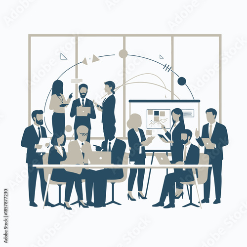 Diverse Business Team Collaborating in Modern Office Meeting