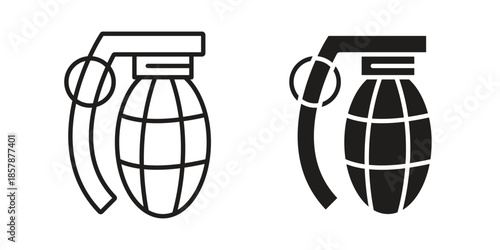 Hand grenade icons. silhouette icon vector flat illustration on white background. line art icons