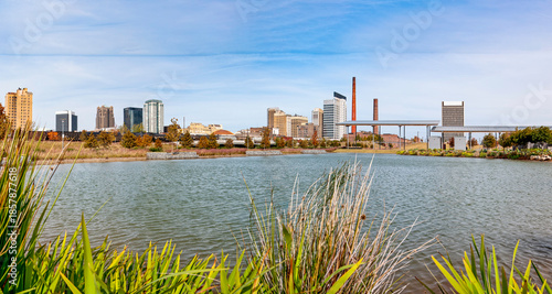 Birmingham Alabama skyline view from Railroad Park in 2012 showing historical railroad station dome