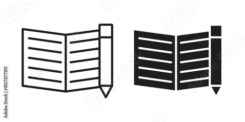 Homework icons. silhouette icon vector flat illustration on white background. line art icons