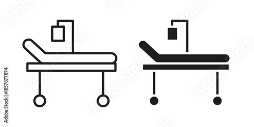 Hospital bed icons. silhouette icon vector flat illustration on white background. line art icons