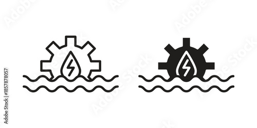 Hydro power icons. silhouette icon vector flat illustration on white background. line art icons
