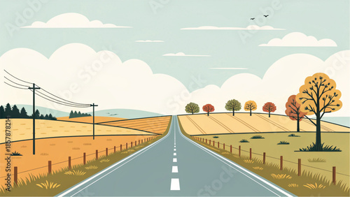 landscape with road and trees