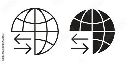 Import and export icons. silhouette icon vector flat illustration on white background. line art icons