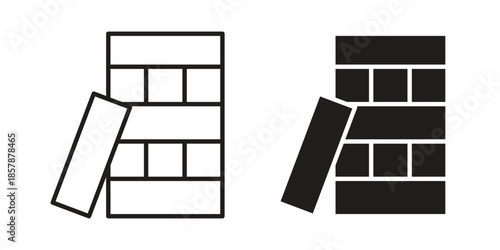 Jenga icons. silhouette icon vector flat illustration on white background. line art icons