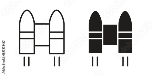 Jetpack icons. silhouette icon vector flat illustration on white background. line art icons