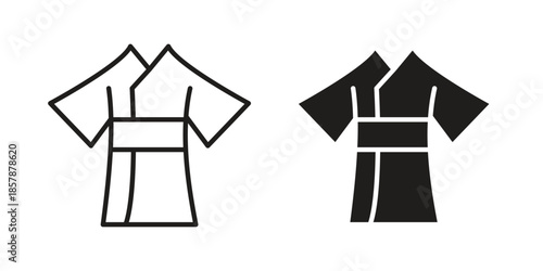 Kimono icons. silhouette icon vector flat illustration on white background. line art icons