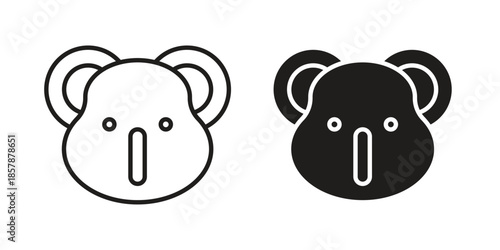 Koala head icons. silhouette icon vector flat illustration on white background. line art icons