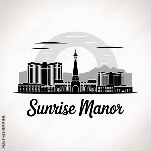 Sunrise Manor Nevada Skyline Silhouette — An Eastern Las Vegas Valley Community Vector Illustration