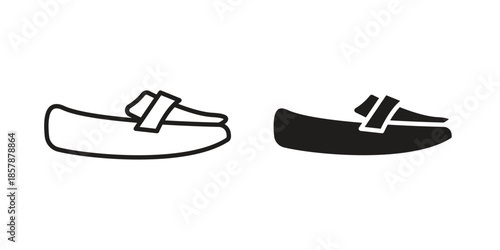 Loafer icons. silhouette icon vector flat illustration on white background. line art icons