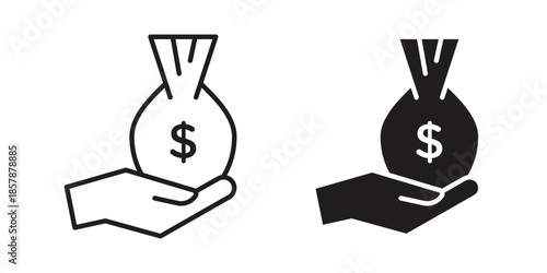 loan icons. silhouette icon vector flat illustration on white background. line art icons