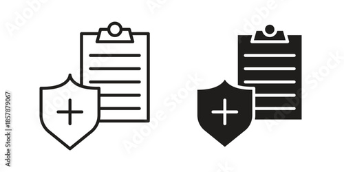 Medical record icons. silhouette icon vector flat illustration on white background. line art icons