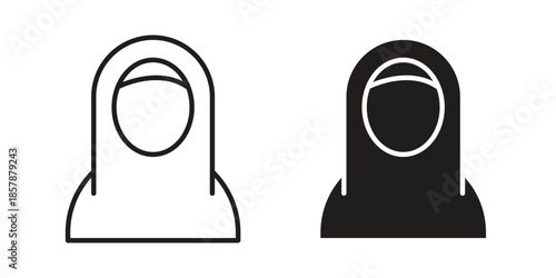 Muslim woman icons. silhouette icon vector flat illustration on white background. line art icons