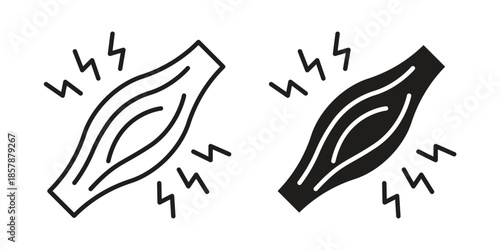 Myalgia icons. silhouette icon vector flat illustration on white background. line art icons