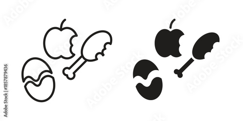 Organic waste icons. silhouette icon vector flat illustration on white background. line art icons