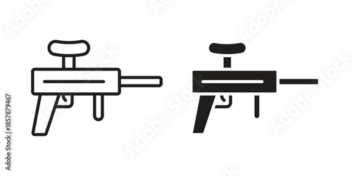 Paintball gun icons. silhouette icon vector flat illustration on white background. line art icons