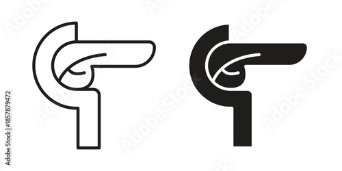 pancreas icons. silhouette icon vector flat illustration on white background. line art icons