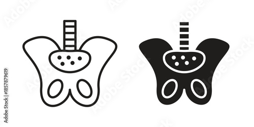 Pelvis icons. silhouette icon vector flat illustration on white background. line art icons