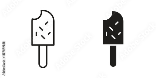 Popsicle icons. silhouette icon vector flat illustration on white background. line art icons