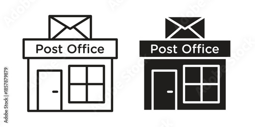 Post office icons. silhouette icon vector flat illustration on white background. line art icons