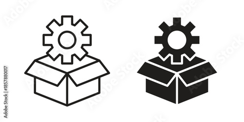 Product management icons. silhouette icon vector flat illustration on white background. line art icons