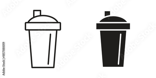 Protein shake icons. silhouette icon vector flat illustration on white background. line art icons