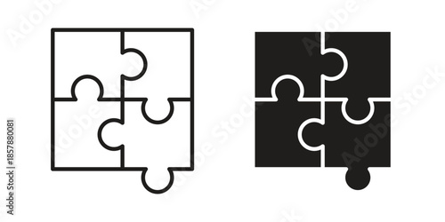 Puzzle icons. silhouette icon vector flat illustration on white background. line art icons
