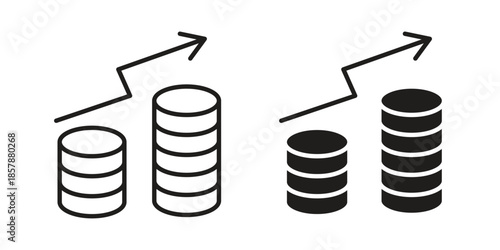 Revenue icons. silhouette icon vector flat illustration on white background. line art icons