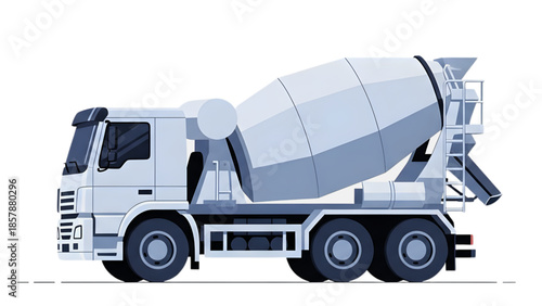 Construction Cement Mixer Truck in Clean Professional Vector Style