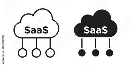 SaaS icons. silhouette icon vector flat illustration on white background. line art icons