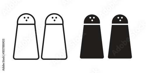 Salt and pepper shakers icons. silhouette icon vector flat illustration on white background. line art icons