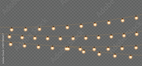 String of warm yellow glowing cafe lights
