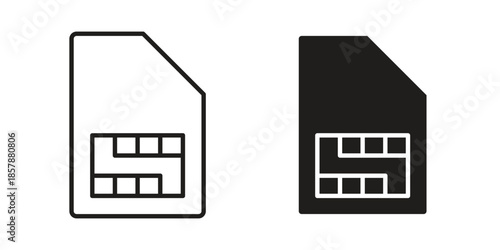 Sim card icons. silhouette icon vector flat illustration on white background. line art icons