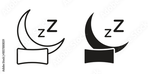 Sleep icons. silhouette icon vector flat illustration on white background. line art icons