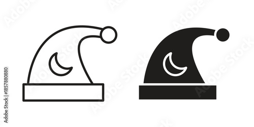 Sleeping Hat icons. silhouette icon vector flat illustration on white background. line art icons
